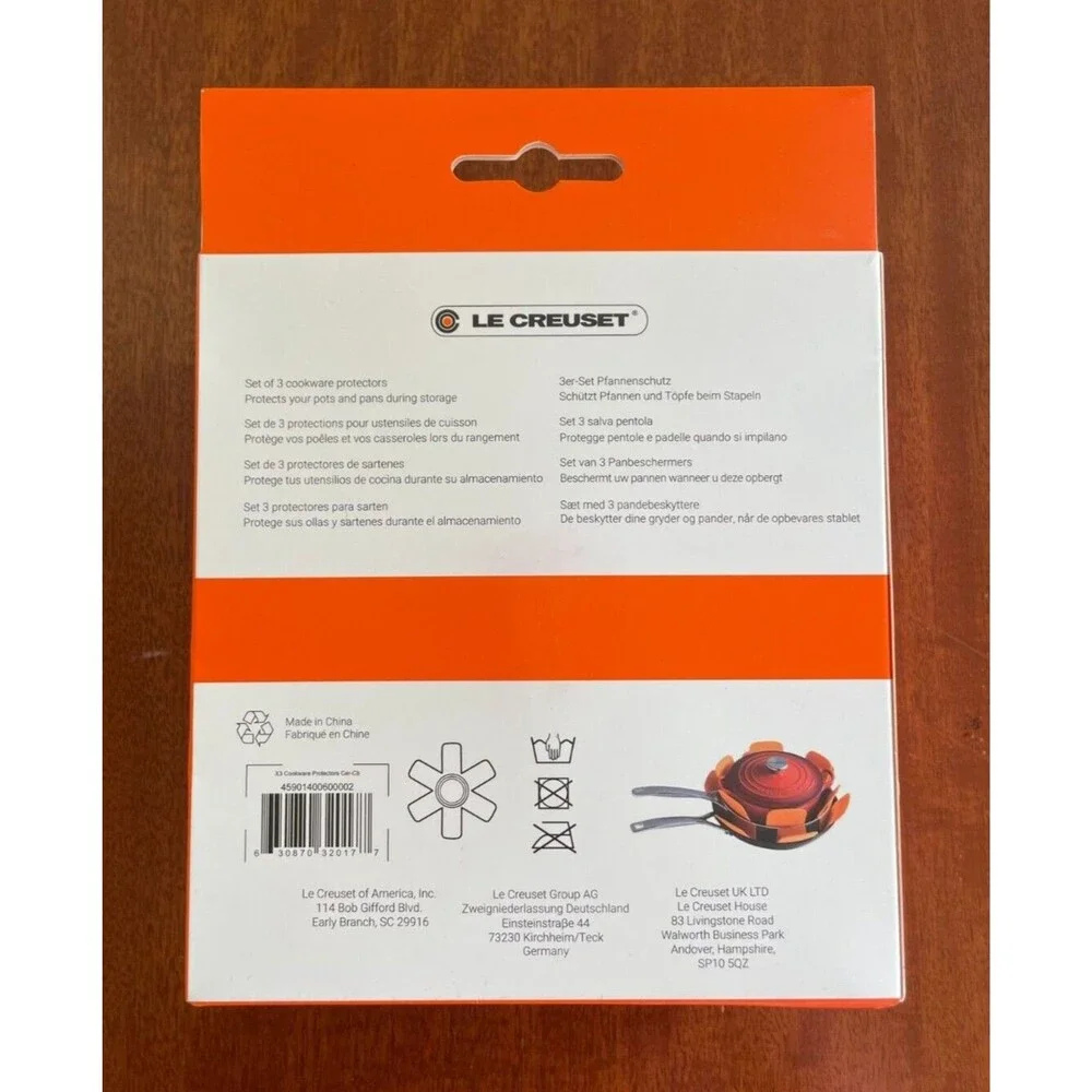 Le Creuset Felt Cookware Protectors Set of 3 Cerise Cherry Red NEW NIB
